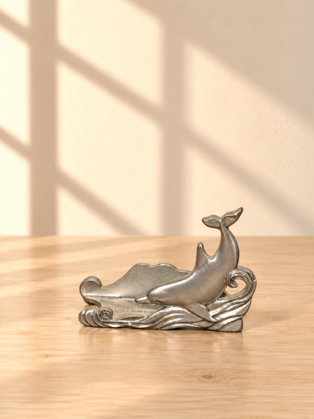 Seagull Pewter Dolphin Business Card Holder Nova Scotia Vtg 1994 Sea Life Ocean